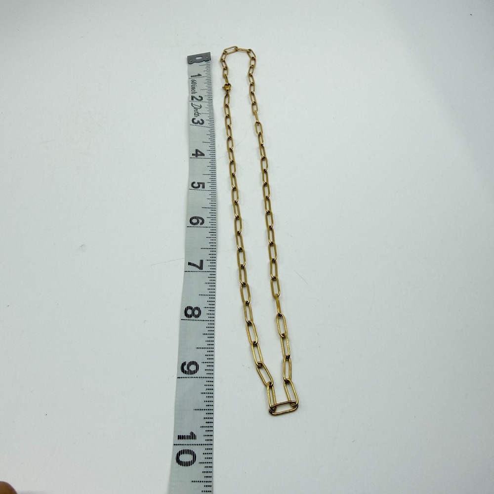 Minimalist Gold Tone Paperclip Chain Necklace - Dainty Layering Jewelry - Picture 10 of 11